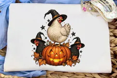 Halloween Witch Chicken Pumpkin PNG Tee Product Image 5