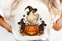 Halloween Witch Chicken Pumpkin PNG Tee Product Image 6