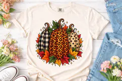 Patterned Pumpkins Fall PNG Shirt Design Product Image 2