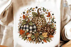 Fall Pumpkin Leopard Plaid PNG Shirt Des Product Image 4