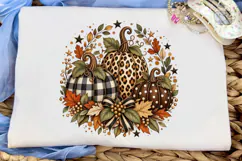 Fall Pumpkin Leopard Plaid PNG Shirt Des Product Image 5