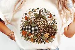 Fall Pumpkin Leopard Plaid PNG Shirt Des Product Image 6