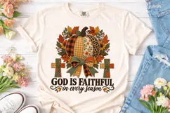 God Is Faithful Pumpkin PNG Fall Tee Product Image 2