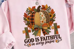 God Is Faithful Pumpkin PNG Fall Tee Product Image 3