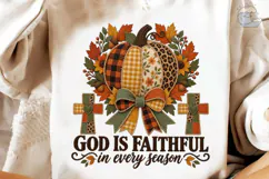 God Is Faithful Pumpkin PNG Fall Tee Product Image 4