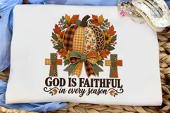 God Is Faithful Pumpkin PNG Fall Tee Product Image 5