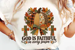 God Is Faithful Pumpkin PNG Fall Tee Product Image 6