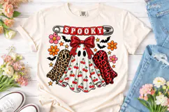 Spooky Ghost Coquette Halloween PNG Tee Product Image 2