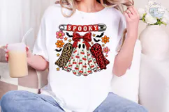 Spooky Ghost Coquette Halloween PNG Tee Product Image 1