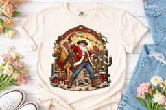 Western Cowboy Santa Christmas PNG Tee Product Image 2