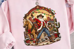 Western Cowboy Santa Christmas PNG Tee Product Image 3
