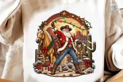 Western Cowboy Santa Christmas PNG Tee Product Image 4