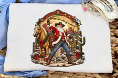 Western Cowboy Santa Christmas PNG Tee Product Image 5