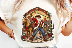 Western Cowboy Santa Christmas PNG Tee Product Image 6