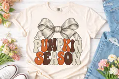Pumpkin Season Coquette Bow PNG Shirt Product Image 2