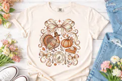 Thanksgiving Turkey Bow PNG Shirt Design Product Image 2