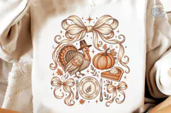 Thanksgiving Turkey Bow PNG Shirt Design Product Image 4