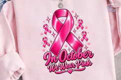 In October We Wear Pink PNG Shirt Product Image 3