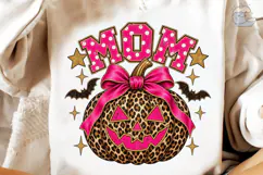 Mom Halloween Leopard Pumpkin PNG Tee Product Image 3