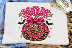 Mom Halloween Leopard Pumpkin PNG Tee Product Image 5