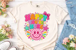Happy You're Here Smiley PNG Shirt Product Image 2