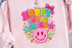 Happy You're Here Smiley PNG Shirt Product Image 3