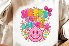 Happy You're Here Smiley PNG Shirt Product Image 4