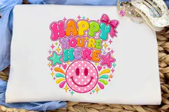 Happy You're Here Smiley PNG Shirt Product Image 5