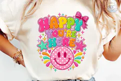 Happy You're Here Smiley PNG Shirt Product Image 6