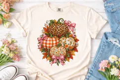 Fall Pumpkin Bow PNG Sublimation Tee Product Image 2