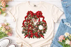 Christmas Wreath Bow PNG Shirt Design Product Image 2