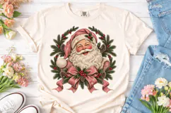 Vintage Santa Claus Christmas Wreath PNG Product Image 2