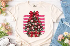 Christmas Tree Bow Pink PNG Shirt Design Product Image 2