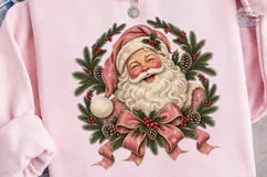 Vintage Santa Claus Christmas Wreath PNG Product Image 3