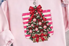 Christmas Tree Bow Pink PNG Shirt Design Product Image 3