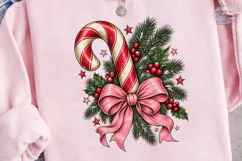 Christmas Candy Cane Bow PNG Shirt Product Image 3