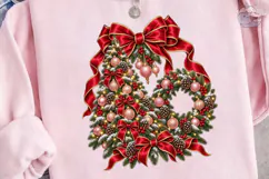 Christmas Wreath Bow PNG Shirt Design Product Image 3