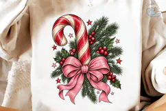Christmas Candy Cane Bow PNG Shirt Product Image 4