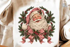Vintage Santa Claus Christmas Wreath PNG Product Image 4
