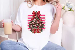 Christmas Tree Bow Pink PNG Shirt Design Product Image 5