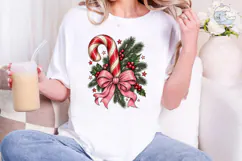 Christmas Candy Cane Bow PNG Shirt Product Image 1