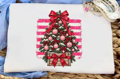 Christmas Tree Bow Pink PNG Shirt Design Product Image 6