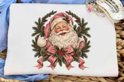 Vintage Santa Claus Christmas Wreath PNG Product Image 5