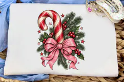 Christmas Candy Cane Bow PNG Shirt Product Image 5
