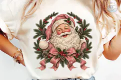 Vintage Santa Claus Christmas Wreath PNG Product Image 6