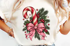 Christmas Candy Cane Bow PNG Shirt Product Image 6