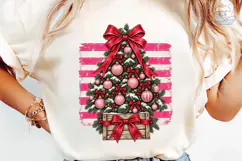 Christmas Tree Bow Pink PNG Shirt Design Product Image 1