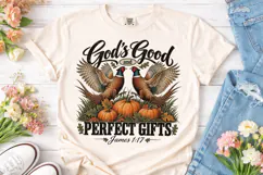 God's Good Gifts Pheasant Fall PNG Tee Product Image 2