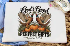 God's Good Gifts Pheasant Fall PNG Tee Product Image 5