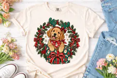 Christmas Puppy Wreath PNG Shirt Design Product Image 2